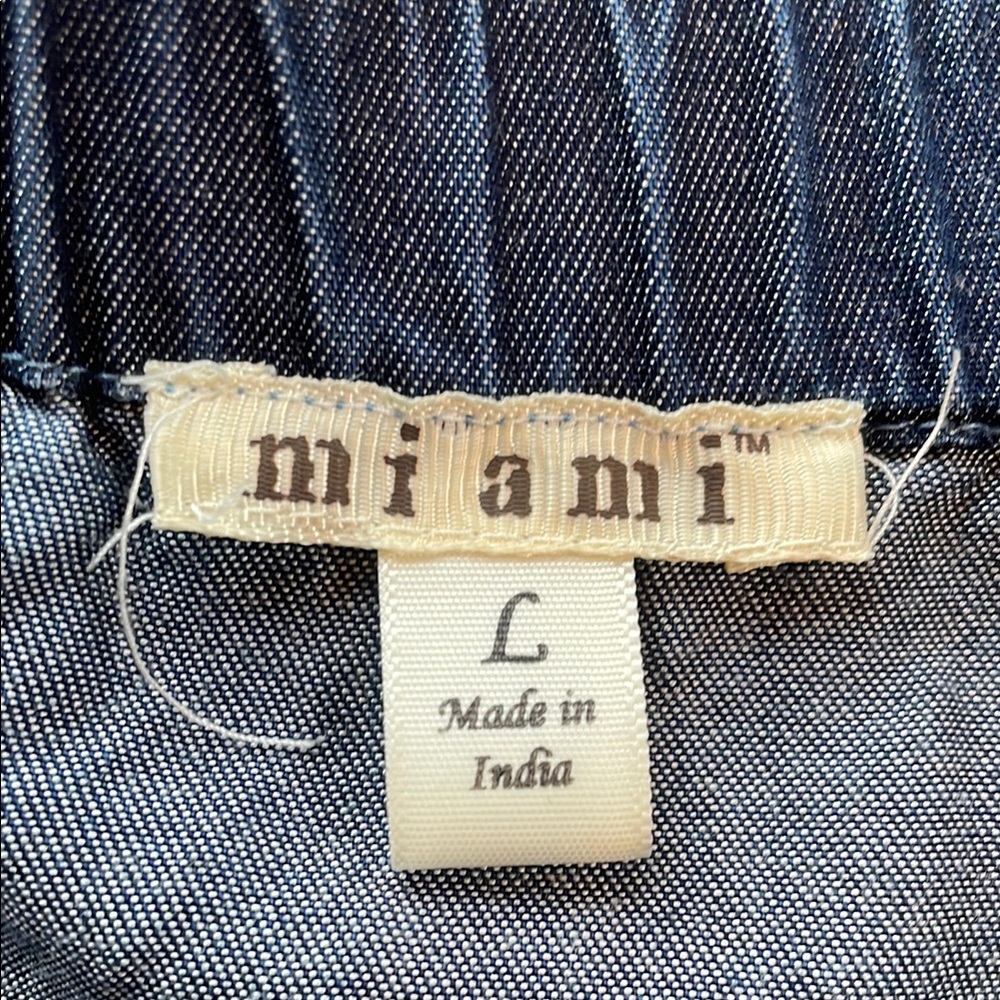 miami Off-Shoulder Denim Blue Top Size Large - Picture 4 of 6